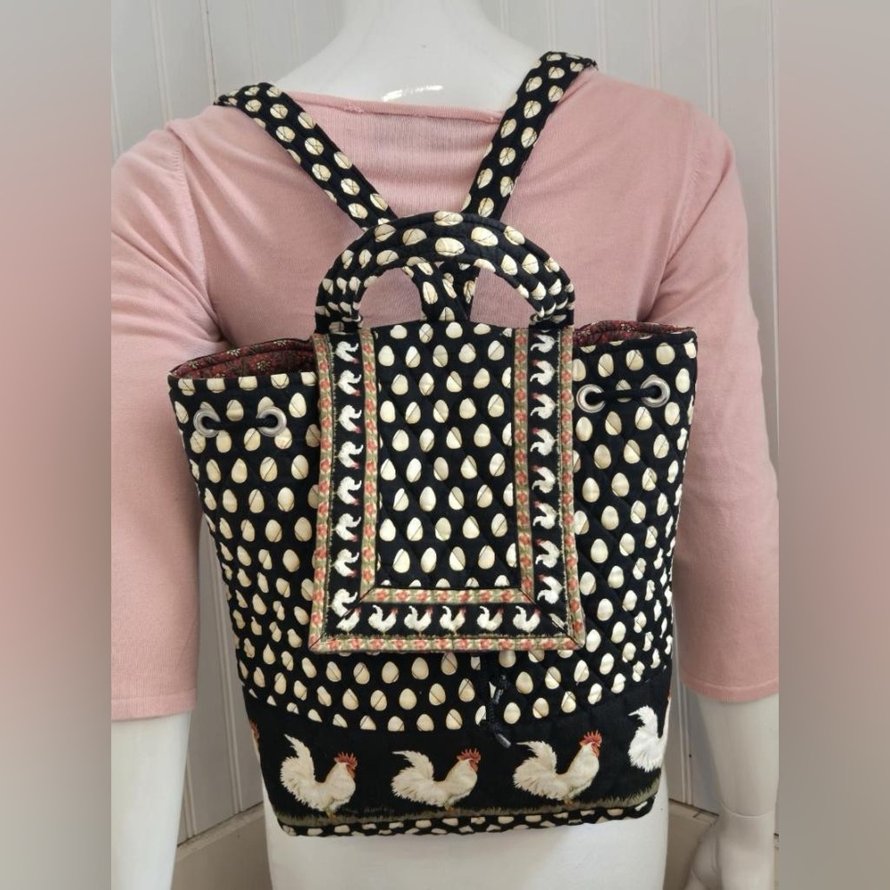 Vera Bradley Chanticleer Chicken and Eggs Backpack Retired Print